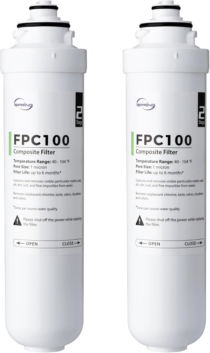 iSpring FPC100X2 Water Filter for RCD100 Countertop Reverse Osmosis System, Composite Filter, Up to 6 Months, 2 pcs