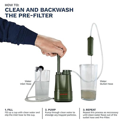 Survivor Filter PRO Extender Series – Portable Water Filter Pump with Extra Replacement Filters – Tested in USA Labs – Bacteria, Parasite and Virus Removal – Ultimate Survival & Backpacking Gear