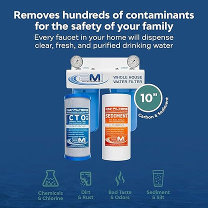 Applied Membranes Inc. 2-Stage Whole-House Water Filter System, 4.5x10-Inch Carbon and Sediment Filter Cartridges