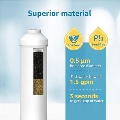 AQUA CREST 5KDC Under Sink Water Filter System, Direct Connect Under Sink Water Filter, NSF/ANSI Tested, Reduces PFAS, PFOA/PFOS, Chlorine, 5K Gallons Ultra High Capacity