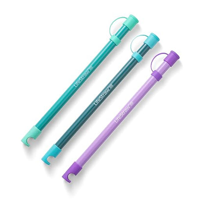 LifeStraw Sip Essential — BPA-Free Reusable Filter Drinking Straws, Removes Microplastics, Bacteria and Parasites for Travel and Everyday Use, 3-Pack