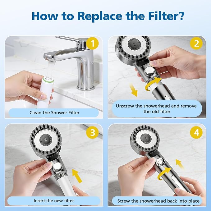Shower Filter Compatible with PWERAN Handheld Shower Head, 9 Stage Replacement Filters for Hard Water, High Efficiency Filtrat-ion for Chlorine and Harmful Substances, 6 Pack