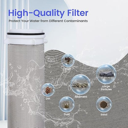 Amwater 304 Stainless Steel 40 Micron Spin Down Water Filter, Whole House Spin Down Sediment Water Filter, Reusable Flushable Pre-Filtration System, 3/4" MNPT + 1/2" FNPT, BPA Free