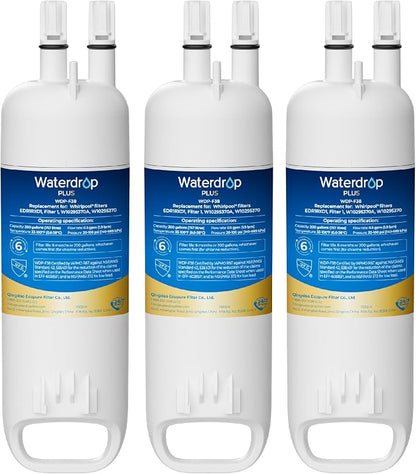 Waterdrop EDR1RXD1 Refrigerator Water Filter, 3 Pack | NSF401, Replacement for Everydrop® Filter 1, W10295370A, EDR1RXD1B, P8RFWB2L, P4RFWB, 46-9081, 46-9930, WDP-F38