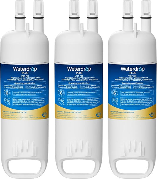 Waterdrop EDR1RXD1 Refrigerator Water Filter, 3 Pack | NSF401, Replacement for Everydrop® Filter 1, W10295370A, EDR1RXD1B, P8RFWB2L, P4RFWB, 46-9081, 46-9930, WDP-F38