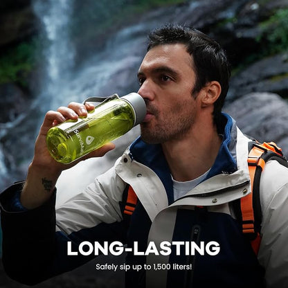 SurviMate 5-Stage 0.01μm Ultra-Filtration Filtered Water Bottle, BPA-Free Material, NSF/ANSI 42 Certified, Portable Water Filter Bottle for Survival, Camping, Hiking, and Emergency Use