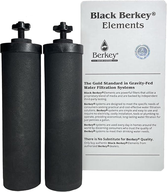 Berkey Authentic Black Berkey Purification Elements - Berkey Water Purifier Replacement Filters (Pack of 2)