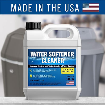 Maplefield Water Softener Cleaner Solution - 16 oz (2 uses) - Recharge Resin, Remove Contaminants and Mineral Build up - Universal Fit for Household Water Softener System - Easy DIY Use
