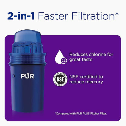 PUR Water Filter Dispenser XL 44-Cup with 2 Genuine PUR Filters, Largest Available, 44-Cup Capacity, 2-in-1 Powerful, Faster Filtration, Dishwasher Safe, (PDI4000Z)