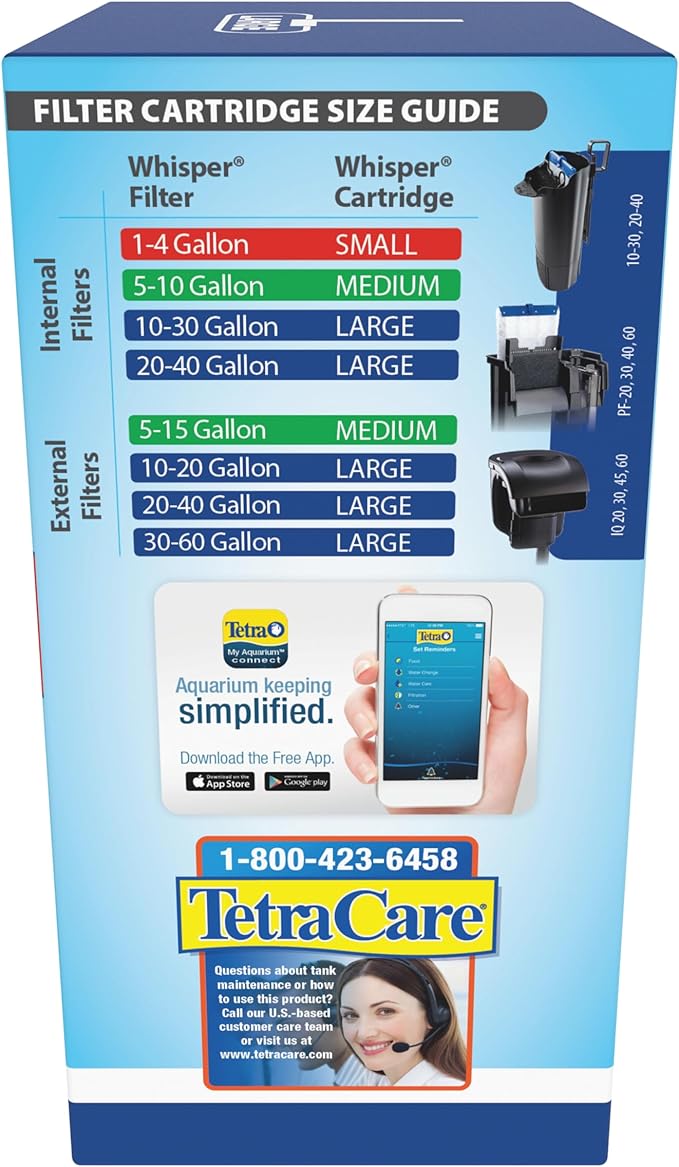 Tetra Whisper Bio-Bag Large Filter Cartridges for Aquariums, 3 Count, Ready to Use, Fits Tetra Whisper Fish Tank Filters 10-30 Gal, 20-40 Gal, PF-20, 30, 40, 60, IQ 20, 30, 45, 60