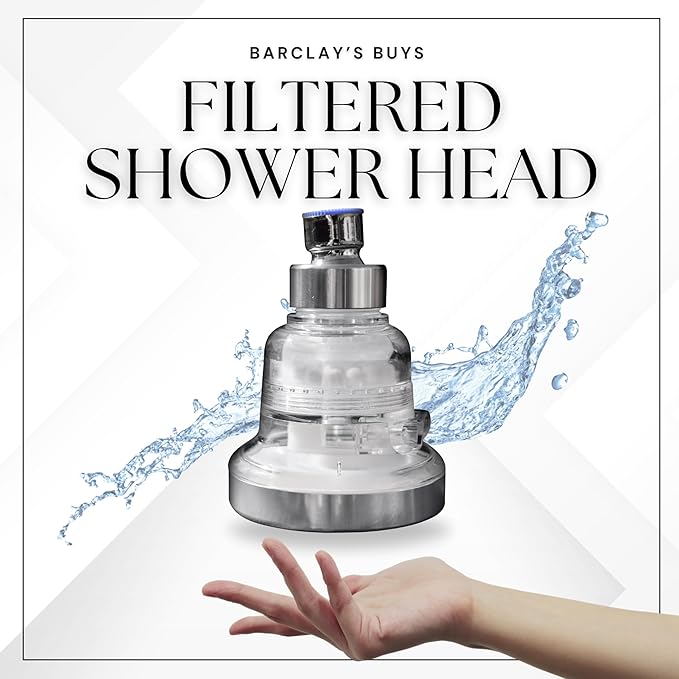 Shower Filter for Hard Water – Filtered Shower Head Water Softener – 3 Rainfall & Massage Settings – Increase Pressure While Saving Water – Shower Water Filter by Barclay’s Buys