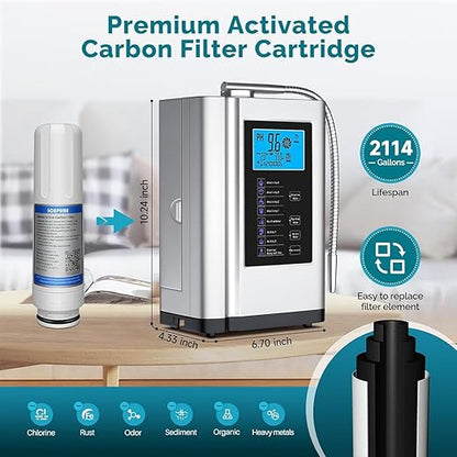 Alkaline Water Ionizer Machine 729, Built-in a Filter, Produces pH 4-10.5 Water, 7 Water Settings, Up to -570mV ORP, 8000L Per Filter, Silver