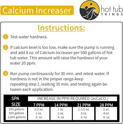 Hot Tub Things Calcium Increaser, Liquid Spa Water Hardness Booster for Hot Tub & Spa, Supports Equipment Longevity, Enhances Water Balance, Reduces Foam, Salt System Compatible, 32 oz