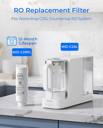 Waterdrop C2RFL Filter, Replacement for C2SL RO System, 1-Year Lifetime | Alkaline Mineral Filter, NSF/ANSI 372 Certified, Balanced Water Quality, Easy Replacement, Long lifespan