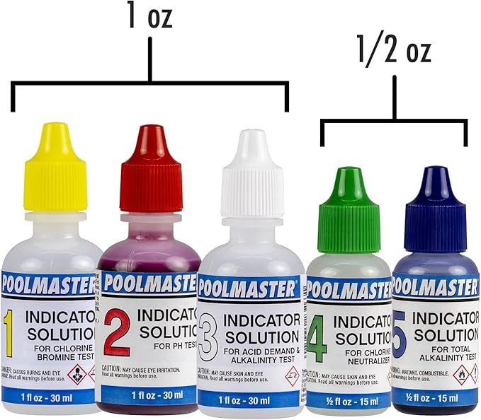 Poolmaster 5-Way Swimming Pool and Spa Water Test Kit for Chlorine, Bromine, pH, Acid Demand, and Total Alkalinity