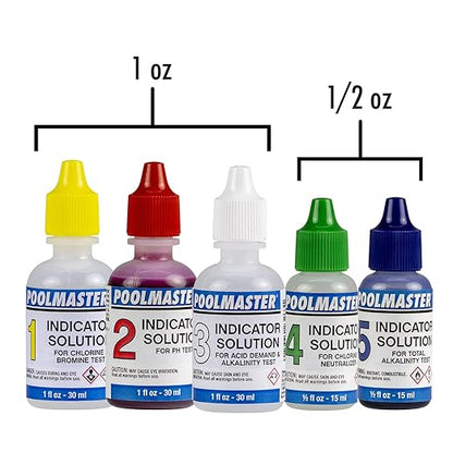 Poolmaster 23227 Replacement Indicator Solutions #1 - #5 For Spa or Swimming Pool Water Testing, Neutral, Small