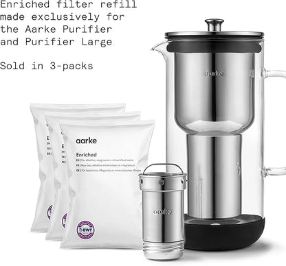 Aarke Enriched Filter Refill Granules - Minerals Infused for Alkaline pH, Eco-Friendly, 8-Week Performance, Compatible With Purifier Pitchers (3 pack)
