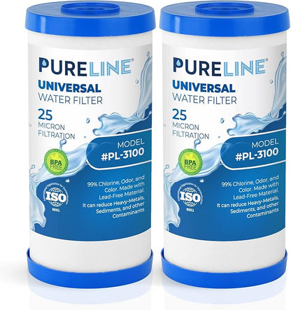 Pureline FXHTC 25 Micron 10" x 4.5" Replacement for GE FXHTC, GXWH40L, Culligan RFC-BBSA, W50PEHD, GXWH40L, GXWH35F, GNWH38S, DuPont WFHD13001, Pentair Pentek R50-BB, NSF 372 and NSF 42 (2 Pack)
