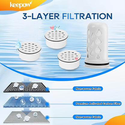 KEEPOW Water Filter Replacement for Lifestraw Home Dispenser | 18 C/Glass 7 C/Plasti 10 C/Plastic Pitcher 7 C, 6 Activated Carbon + Ion Exchange Filter & 1 Membrane Micro Filter