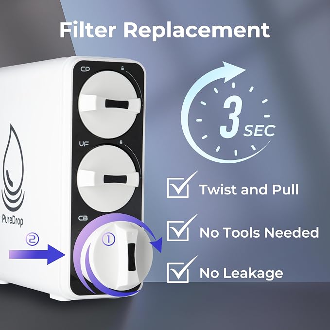 PureDrop PDR-FBC3 Post Carbon Replacement Filter Cartridge for PDR-3CUW Ultra-Filtration Under Sink Water Filter System
