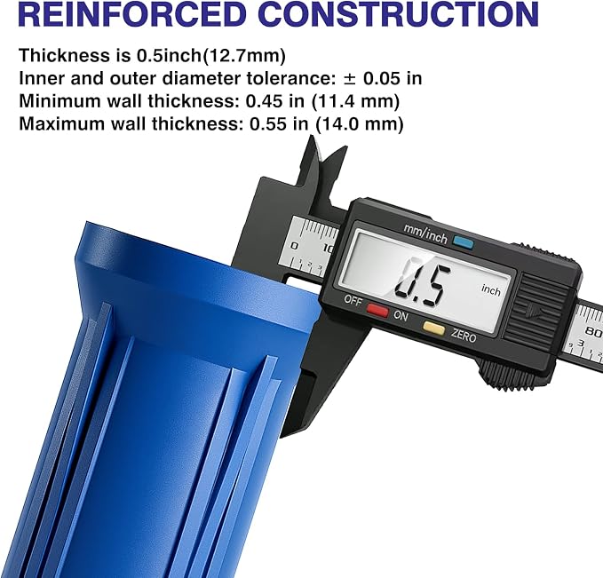 Geekpure 10-Inch Whole House Slim Water Filter Housing for 2.5" x 10" Filter - 3/4" NPT Brass Port - with Air Relief Valve-Blue-Pack of 3