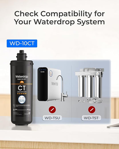 Waterdrop WD-10CT Water Filter Replacement for Waterdrop TSA & TSB 3-stage Under Sink Water Filter System, 12-18 months Under Sink Water Filtration System, 1 Pack