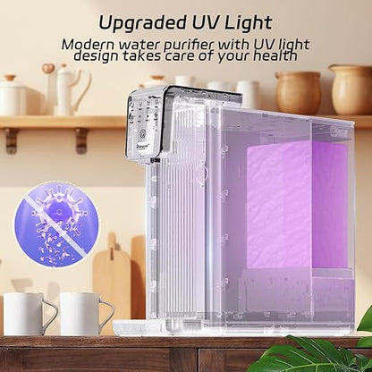 Reverse Osmosis Water Filter Countertop : 6-Stage Reverse Osmosis System with UV TDS Monitor 3:1 Pure to Drain Darlingcare Water Purifier for Kitchen Office Home (Grey)
