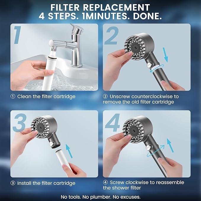 4 Pack Shower Filter Compatible with FEELSO Shower Head Filter Replacement, 15 Stage Filter Replacement Cartridge,Remove Chlorine and Harmful Substances，Reduces Dry Itchy Skin and Hair