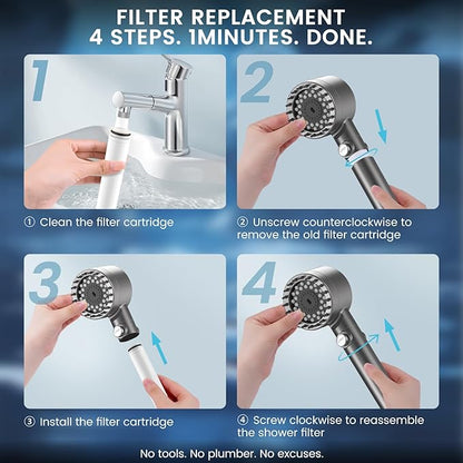4 Pack Shower Filter Compatible with FEELSO Shower Head Filter Replacement, 15 Stage Filter Replacement Cartridge,Remove Chlorine and Harmful Substances，Reduces Dry Itchy Skin and Hair