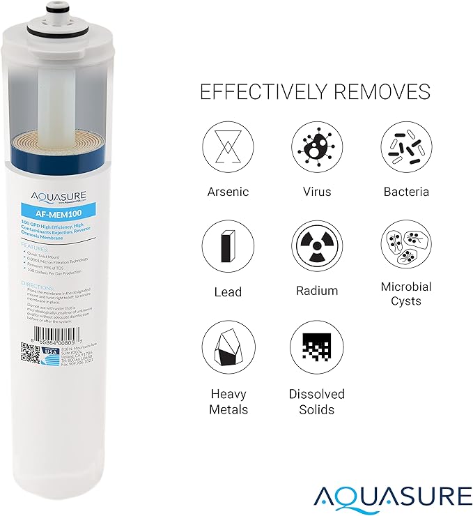 Aquasure Premier Series Complete 4-Stage Quick Twist Filter Replacement Cartridge Bundle Set AF-CP100 | Compatible with AS-PR100 Under Sink Reverse Osmosis RO Filtration System for Well Water