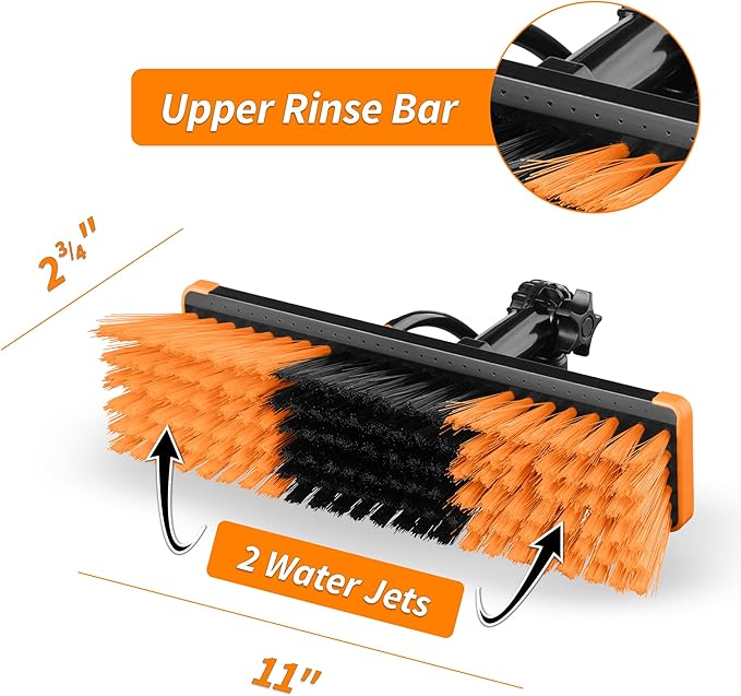 5-18 ft Water Fed Pole Window Cleaning System // Professional Telescopic Solar Panel Cleaning Equipment // Water Fed Brush with Upper Rinse Bar, 10" Squeegee, Water Filter, Soap Dispenser & Water Hose