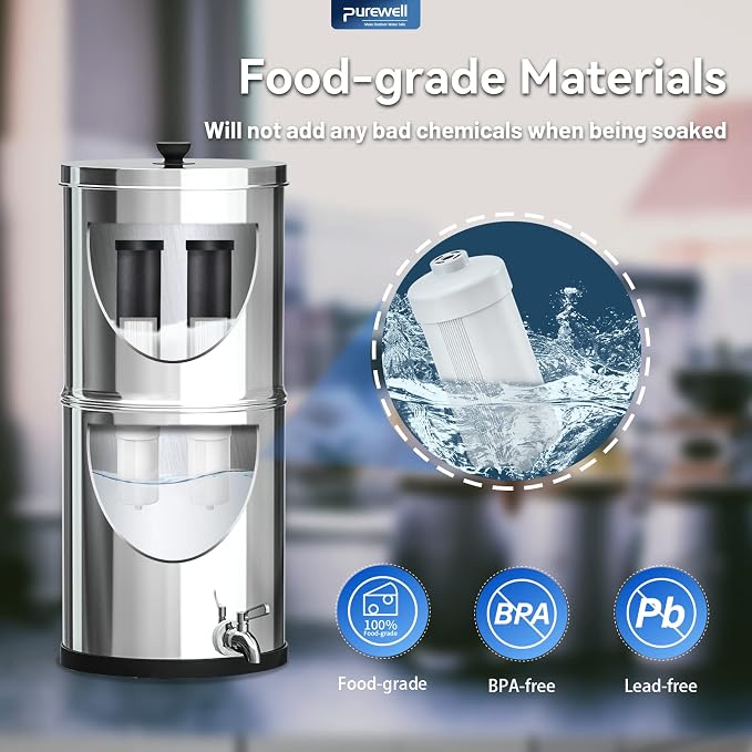 PF-2 Fluoride Purification Elements, 5-Stage Water Filter Replacement, Filtration Compatible with Berlkey® Big, Waterdrop® Gravity Water Filter Systems, NSF Certified (2 Pack)