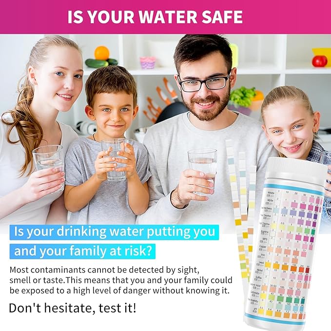 21 in 1 Water Testing Kits for Drinking Water - Accurate Drinking Water Test Kit - Water Test Strips for House Water Well and Tap Water for pH Hardness Chlorine Lead Iron Bacteria & More