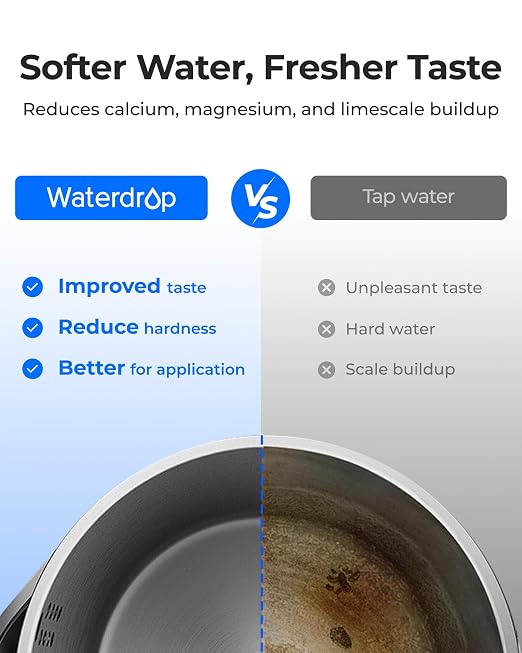 Waterdrop ED12W Glass Rechargeable Water Filter Dispenser, Large 22-Cup, Reduce 70+ Contaminants, Instant Eco-Friendly Countertop Water Filter System, 5-Stage Soften Water Pitcher, with 1 Filter