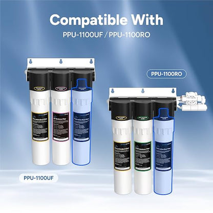 Pureal Under Sink Post-Carbon Block Water Filter Replacement Cartridge, Reduces Chlorine, VOCs, THM & Rust, Final Polishing Improves Taste & Odor, Tool-Free Quick Twist, Made in Korea (PPF-1103)