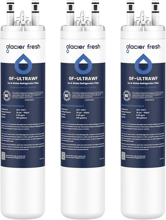 GLACIER FRESH ULTRAWF Frigidaire Refrigerator Water Filter, 3 Pack | Compatible with Pure Source Ultra, Kenmore 9999, 469999, 46-9999, A0094E28261, NSF 42 Certified
