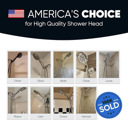 Cobbe 9-Function Shower Head with Built-in Power Spray, 1.8 GPM Water Saving ON/OFF Toggle Switch, High Pressure Handheld Showerhead with 1-Click Pause Button, Brass Bracket & 6ft Hose, Chrome