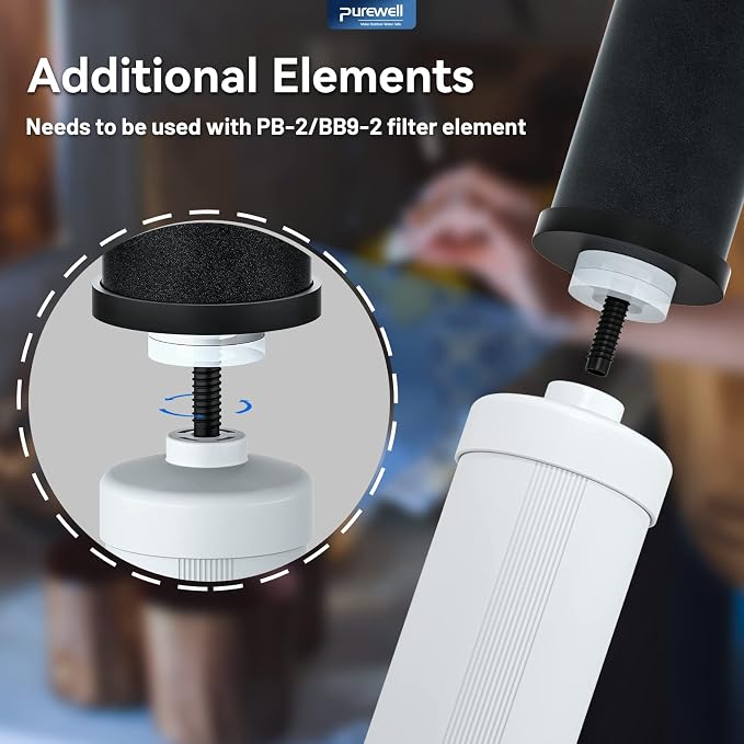 PF-2 Fluoride Purification Elements, 5-Stage Water Filter Replacement, Filtration Compatible with Berlkey® Big, Waterdrop® Gravity Water Filter Systems, NSF Certified (2 Pack)