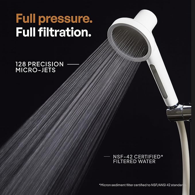 SecondShower Filtered Shower Head with Handheld for Hard Water - NSF Certified 99.9% Chlorine Removal, High Pressure, Korean Vitamin C Filter for Soft Skin & Hair (Forest Green)