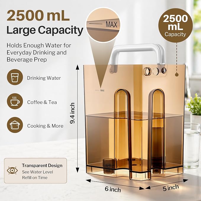 Replacement Water Tank Compatible With Bluevua RO100ROPOT & RO100ROPOT(UV) Reverse Osmosis, 2500ml Large Capacity Feed Water Reservoir, Durable Detachable Container, Easy Maintenance