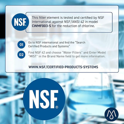 Mist EDR3RXD1 Refrigerator Water Filter Replacement for EveryDrop Filter 3, Whirlpool 4396841, 4396710, Kenmore 46-9030, 46-9083 – NSF 42 Certified – 2 Pack
