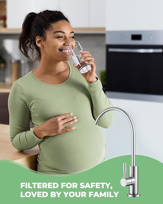 Drinking Water Faucets for Kitchen Sink, Water Filter Faucet for Reverse Osmosis or Water Filtration System, RO Bar Sink Faucet, Stainless Steel (Brushed Nickel)