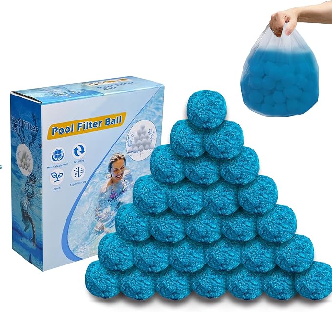 Pool Filter Balls,Filter Balls for Sand Filter,Blue Reusable Eco-Friendly Sand Filter Balls Equals Pool Filter Sand (3.1 Lbs,Blue)