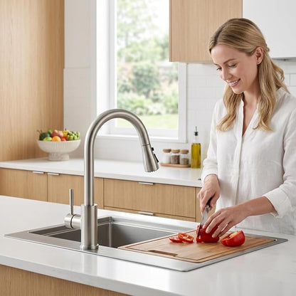 RULIA Kitchen Faucet, Pull-Down Sink Faucet with Free Water Filter, Brushed Nickel, PB1020