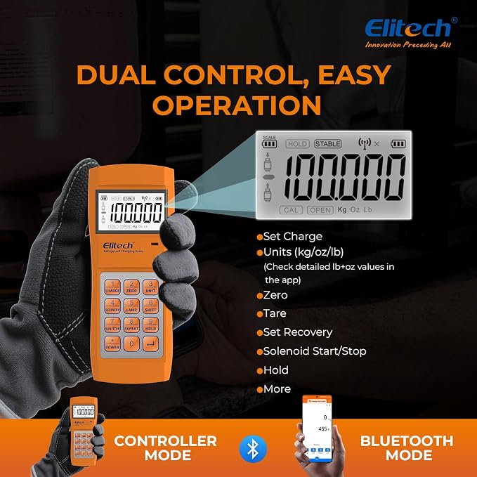 Elitech Wireless Refrigerant Scale 330 lb, HVAC Charging Scale LMC-210A | High Capacity Platform, App Control, Wireless Remote Display, Digital Display, Precision Weight Measurement