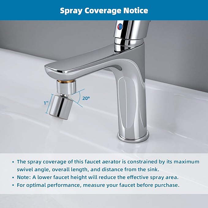 Hibbent NSF/ANSI/CAN 61 Certified Faucet Aerator, CUPC Certification 360° Twist Kitchen Sink Aerator, Dual-function Sink Sprayer Attachment, Faucet Replacement Part 55/64'' Female Thread, Chrome