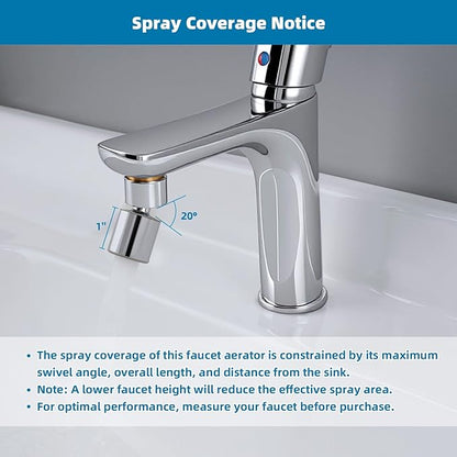 Hibbent NSF/ANSI/CAN 61 Certified Faucet Aerator, CUPC Certification 360° Twist Kitchen Sink Aerator, Dual-function Sink Sprayer Attachment, Faucet Replacement Part 55/64'' Female Thread, Chrome