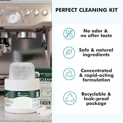 6 Pack Breville Compatible Charcoal Filters with 52 Cleaning Tablets, 1 Year Breville Compatible Maintenance Kit, Espresso Machine Clean Kit for Barista Pro, Infuser and more