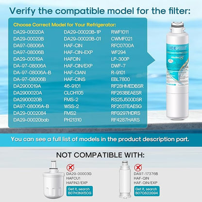 ICEPURE Alkaline DA29-00020B Refrigerator Water Filter Replacement for Samsung HAF-CIN/EXP HAF-CIN, DA29-00020A/B, DA29-00020B-1, 46-9101, RF28HMEDBSR, RF263BEAESR, HDX FMS-2, Enhances PH, 1Pack