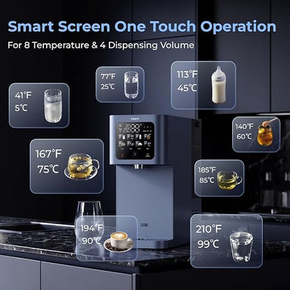 TOKIT Reverse Osmosis Water Filter Countertop T1 Ultra Cold & Hot Dual UV Water Dispenser 5℃ Cooling and Instant Heating RO Water Filtration System 8 Temp Choice, NSF/ANSI 58, No Installation for Home
